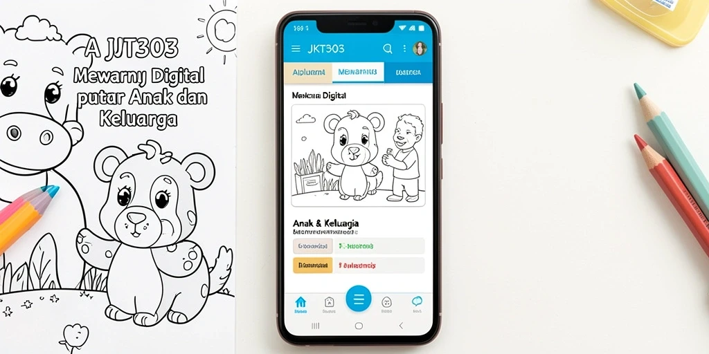 Antarmuka aplikasi JKT303 yang menarik untuk mewarnai digital.