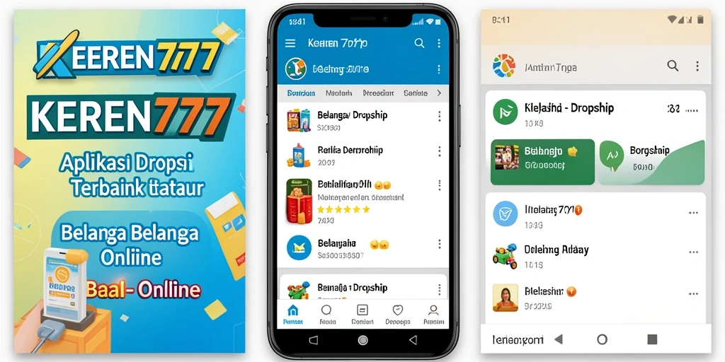 Antarmuka KEREN777 menampilkan berbagai pilihan produk Dropship.