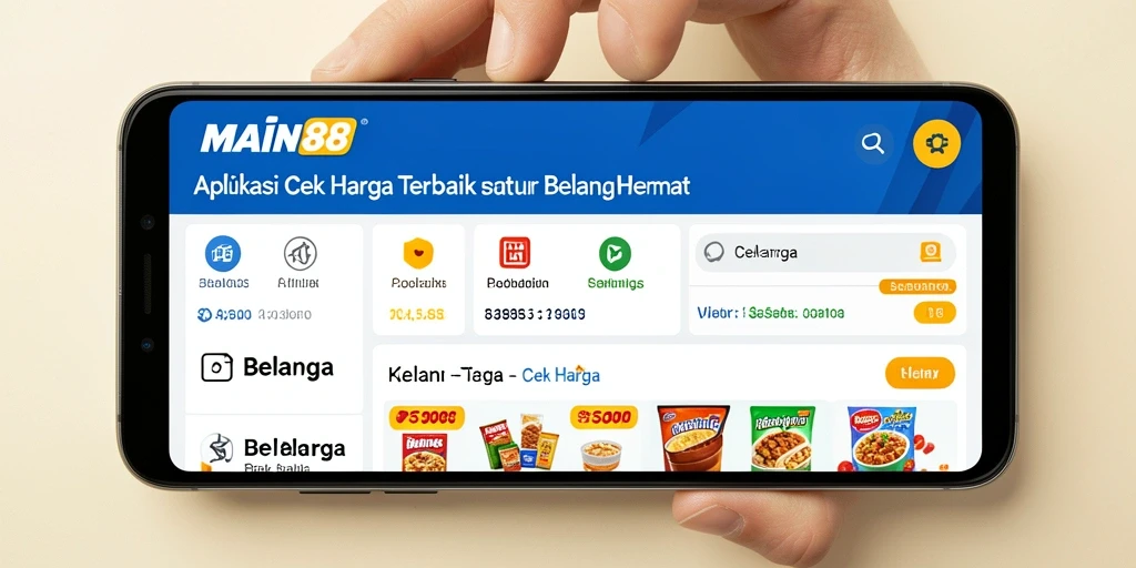 Antarmuka pengguna aplikasi MAIN88 yang sederhana untuk Cek Harga.