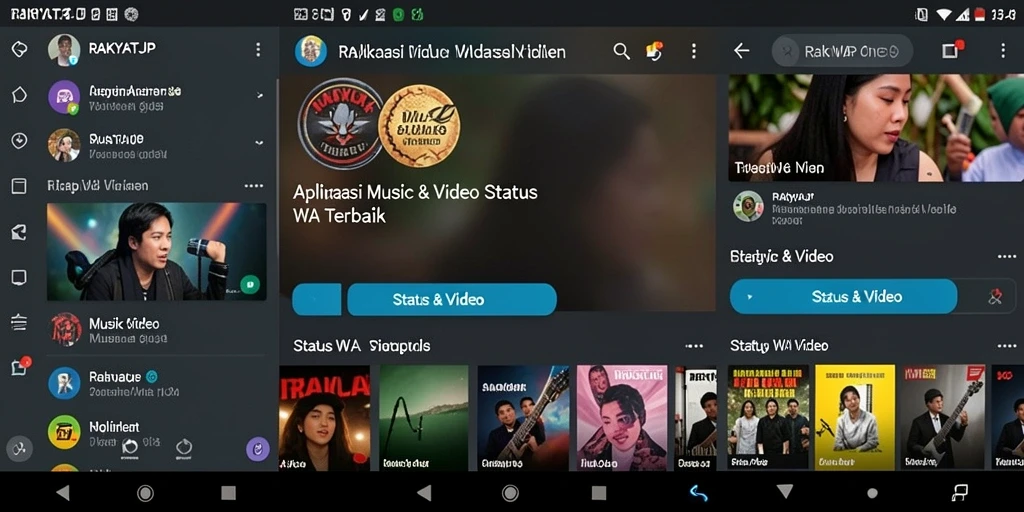 Antarmuka RAKYATJP menampilkan berbagai pilihan video status WA yang menarik.