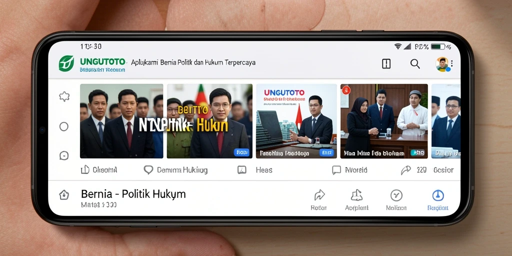 Tampilan antarmuka UNGUTOTO dengan berita politik dan hukum terkini.